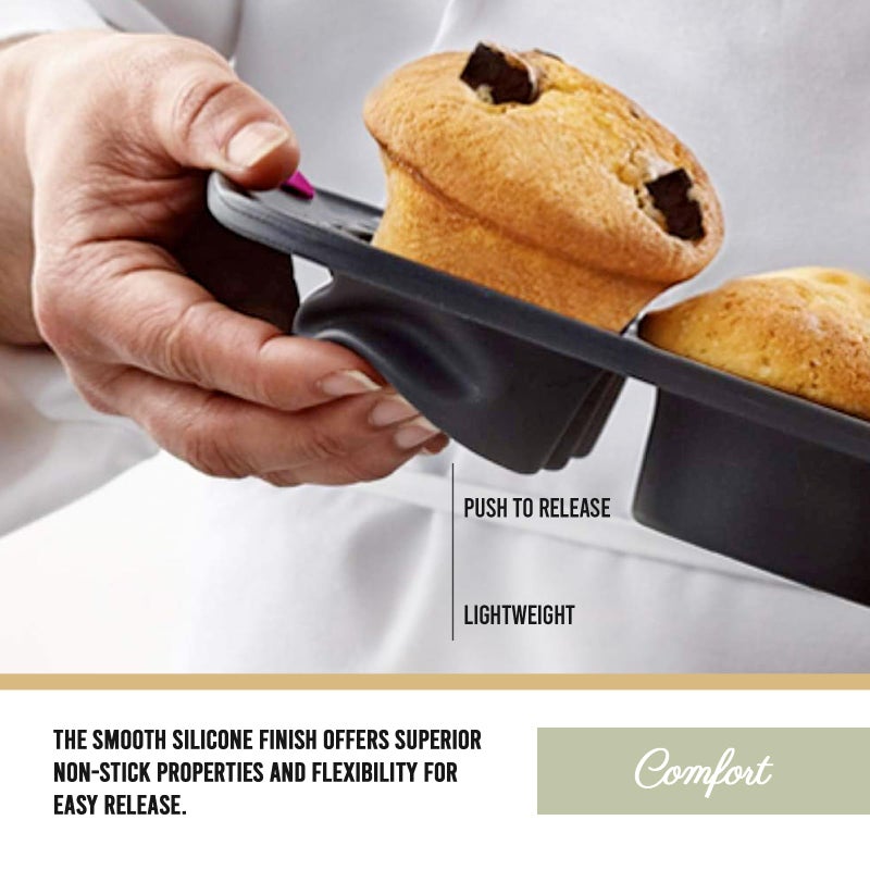 Trudeau Structure Silicone Muffin Pan â€“ 12 Cup, Flexible Silicone with Hard Lining to Hold Shape, Non-Stick, BPA-Free, Dishwasher Safe, Heat Resistant to 428Â°F â€“ Grey/Mint - Image 4